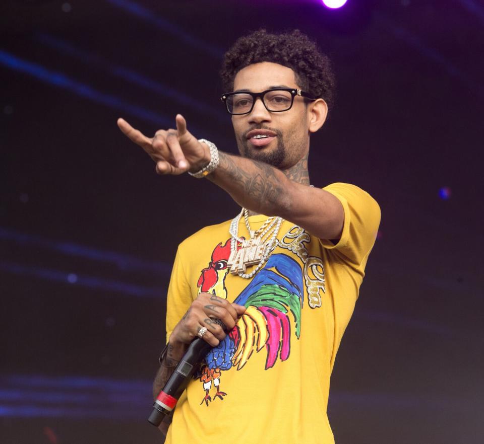 PnB Rock performs on Day 3 of the 2018 Firefly Music Festival at The Woodland