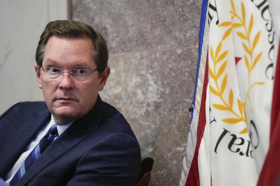 House Speaker Cameron Sexton, R-Crossville, looks onto the House floor after a legislative session Thursday, Jan. 25, 2024, in Nashville, Tenn. (AP Photo/George Walker IV)