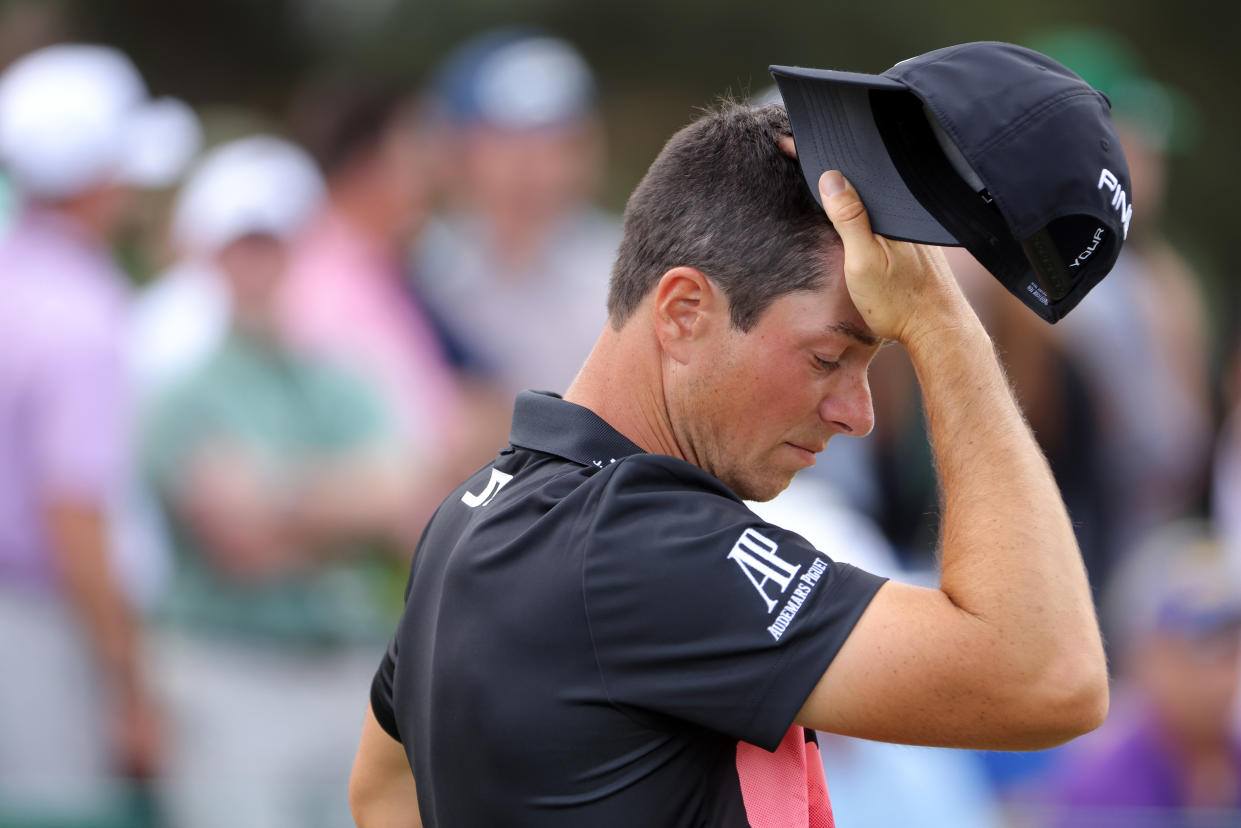 Viktor Hovland had two doubles and a triple on Friday, when he missed the cut at the Masters for the first time in his career