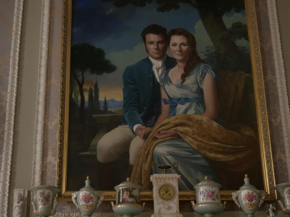 portrait of Violet and Edmond in Bridgerton season 3