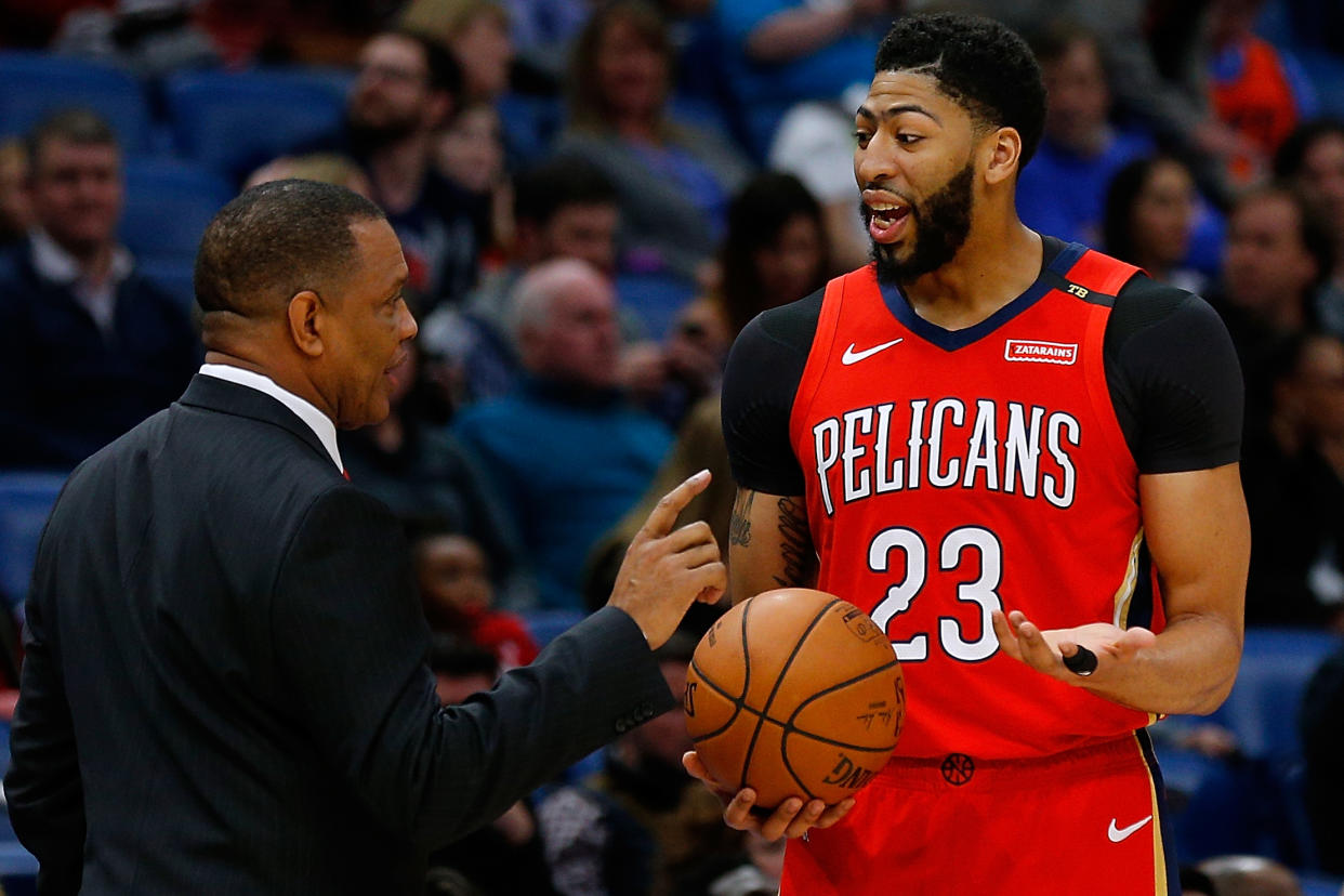 Anthony Davis indicated he’d be open to playing for the Celtics. (Photo by Jonathan Bachman/Getty Images)