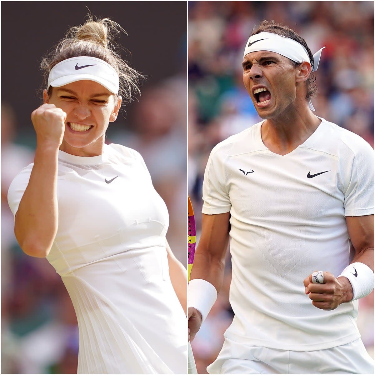 Former Wimbledon champions Simona Halep and Rafael Nadal made it through to the Wimbledon quarter-finals on Monday (Zac Goodwin/PA)