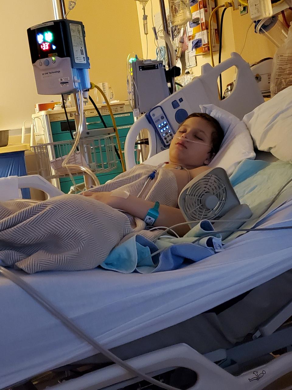 Rohen Stamey at Mission Hospital. Stamey, 12, suffered from a rare COVID-19 complication affecting children, known as multisystem inflammatory syndrome in children, or MIS-C.