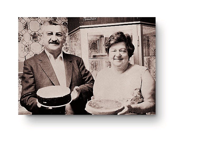 Oscar & Evelyn Overton, circa 1940s. Evelyn's cheesecakes inspired her son to create the first Cheesecake Factory restaurant.