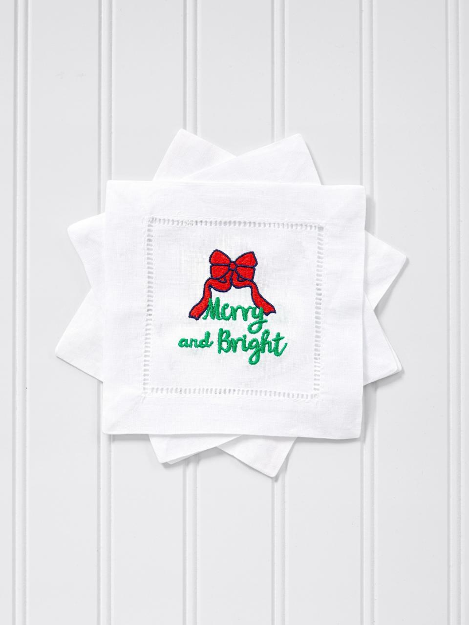 4) Merry And Bright Cocktail Napkin Set