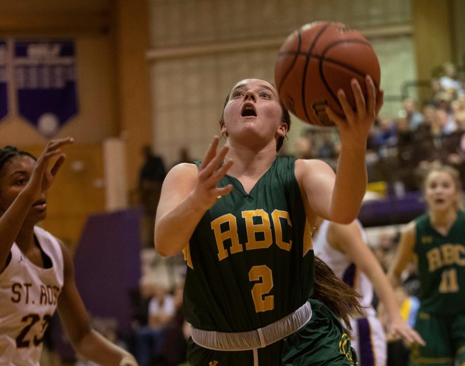 RBC Sophia Sabino drives in with a second half shot. Red Bank Catholic Girls basketball edges out St Rose in Belmar, NJ on January 28, 2020. 