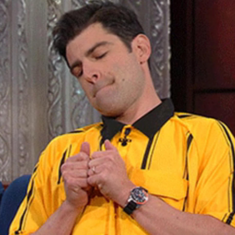 Max Greenfield on "The Late Show with Stephen Colbert" miming texting