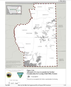 This map shows the estimated geospatial results of the four coal screens for Alternative D. (Source: Bureau of Land Management)