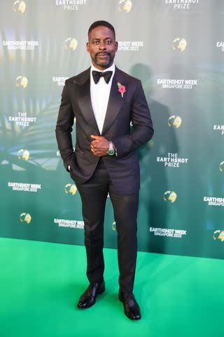 <p>Chris Jackson/Getty</p> Sterling K. Brown arrives at the Earthshot Awards Ceremony in Singapore on Tuesday