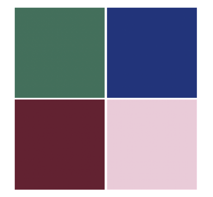 green, blue, red, pink