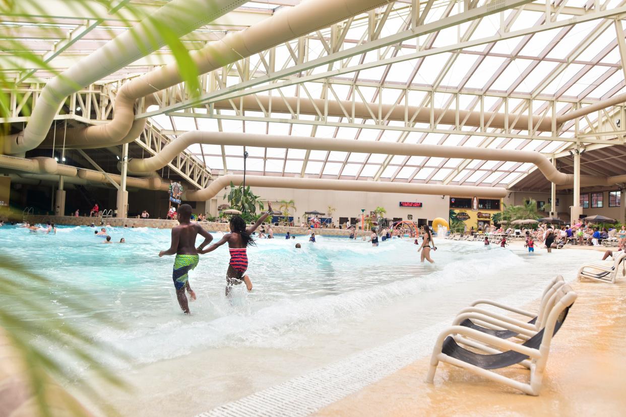 The Wild WaterDome at Wilderness Resort in Wisconsin Dells features a glass roof for year-round sunshine.