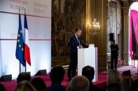 French President Emmanuel Macron delivers a speech on the transformation of the French healthcare system at the Elysee Palace in Paris, France, September 18, 2018. Etienne Laurent/Pool via REUTERS