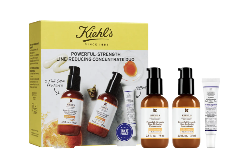 The Kiehl’s Powerful-Strength Concentrate Set addresses fine lines and dry skin. (Photo: Nordstrom)