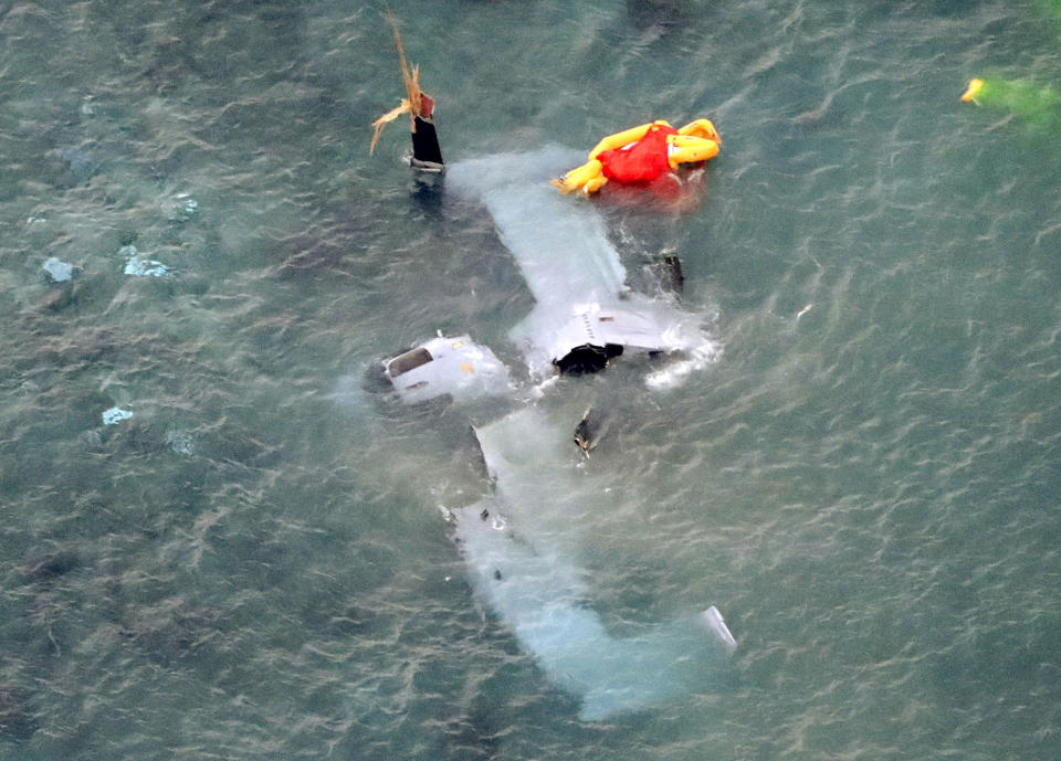 Wrecked U.S. Marine Corps MV-22 Osprey off Nago, Okinawa Prefecture, Japan