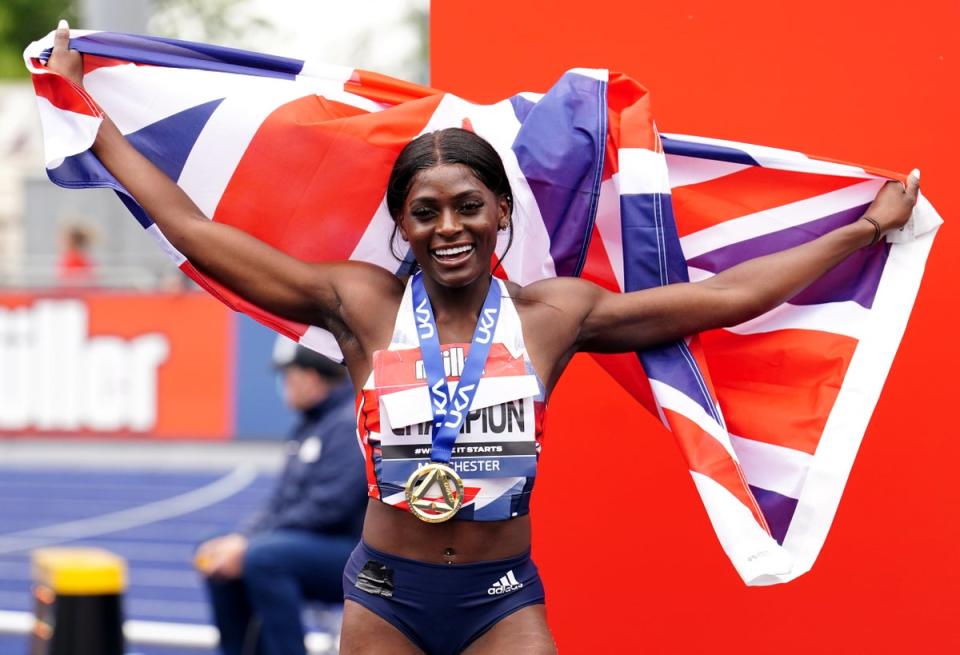 Daryll Neita won the 200m in Manchester on Sunday. (Martin Rickett/PA) (PA Wire)