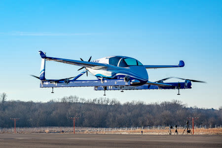 Boeing's Autonomous Passenger Air Vehicle (PAV) prototype is shown during an inaugural test flight, in Manassas, Virginia, U.S., January 22, 2019. Boeing/Handout via REUTERS