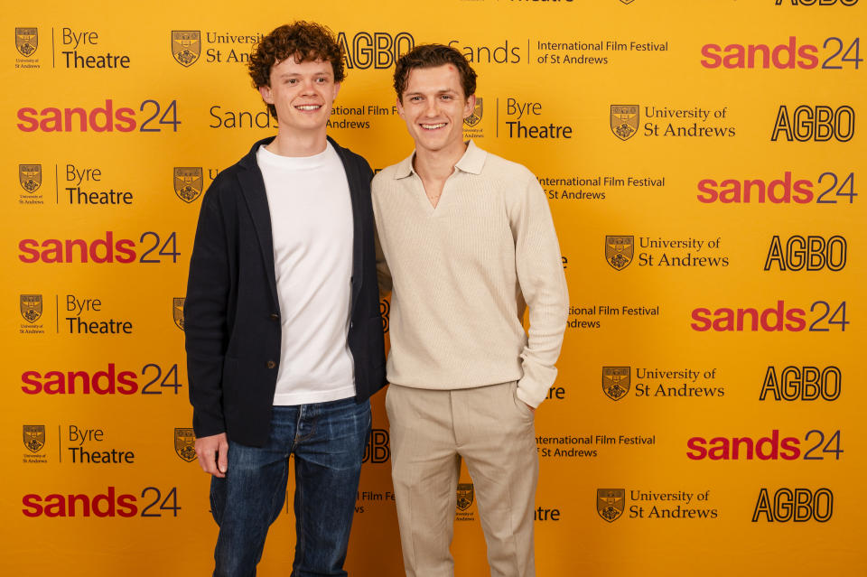 ST ANDREWS, SCOTLAND - APRIL 19: Harry Holland and Tom Holland attends the Opening Night of the Sands: International Film Festival of St Andrews on April 19, 2024 in St Andrews, Scotland.  (Photo by Euan Cherry/Getty Images for University of St Andrews )