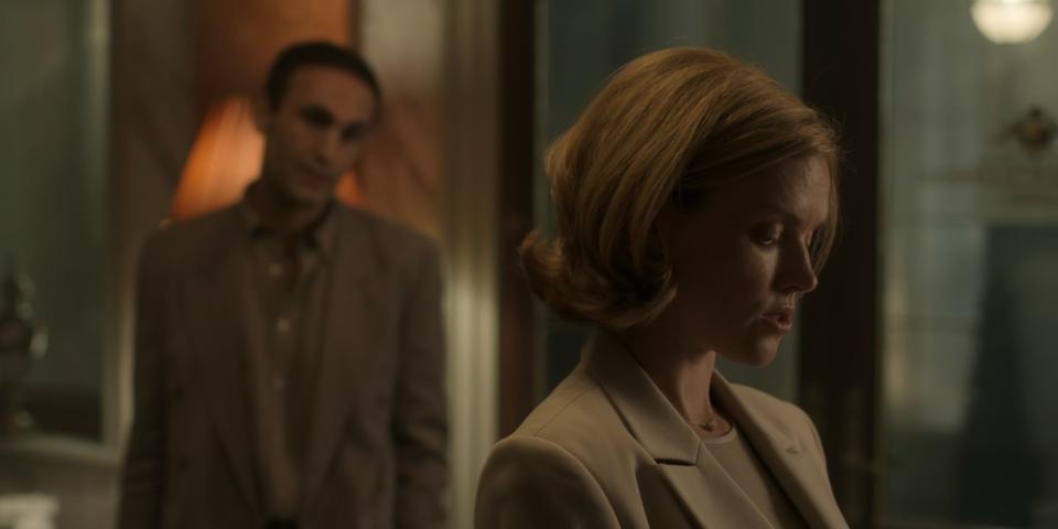 Khalid Abdalla plays Dodi Fayed and Erin Richards plays Kelly Fisher in season six of "The Crown."