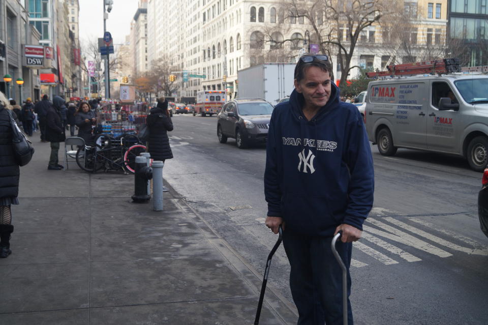 <span class="s1">Anthony Russo, 58, who was raised in Ridgewood, Queens, was homeless from 2005 until 2009 in the rapidly gentrifying neighborhood Bushwick, Brooklyn. He and his girlfriend were able to find an apartment thanks to a $1,100 monthly allowance from HASA, which helps New Yorkers with HIV or AIDS meet their financial requirements. (Photo: Michael Walsh/Yahoo News)</span>