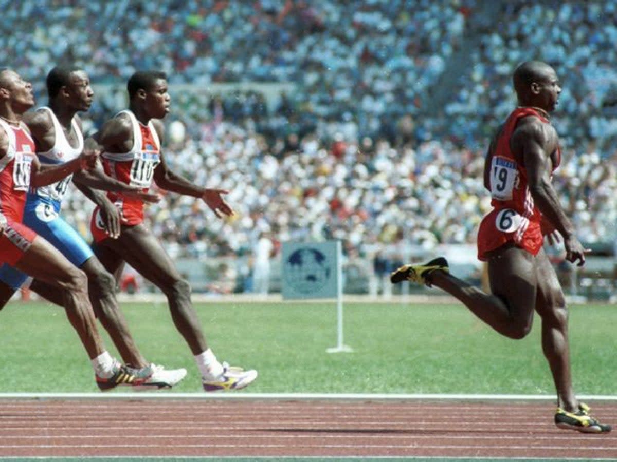 Sprinter Ben Johnson winning gold in the infamous ‘dirtiest race in history’, the  1988 Olympic 100m final in Seoul  (Reuters)