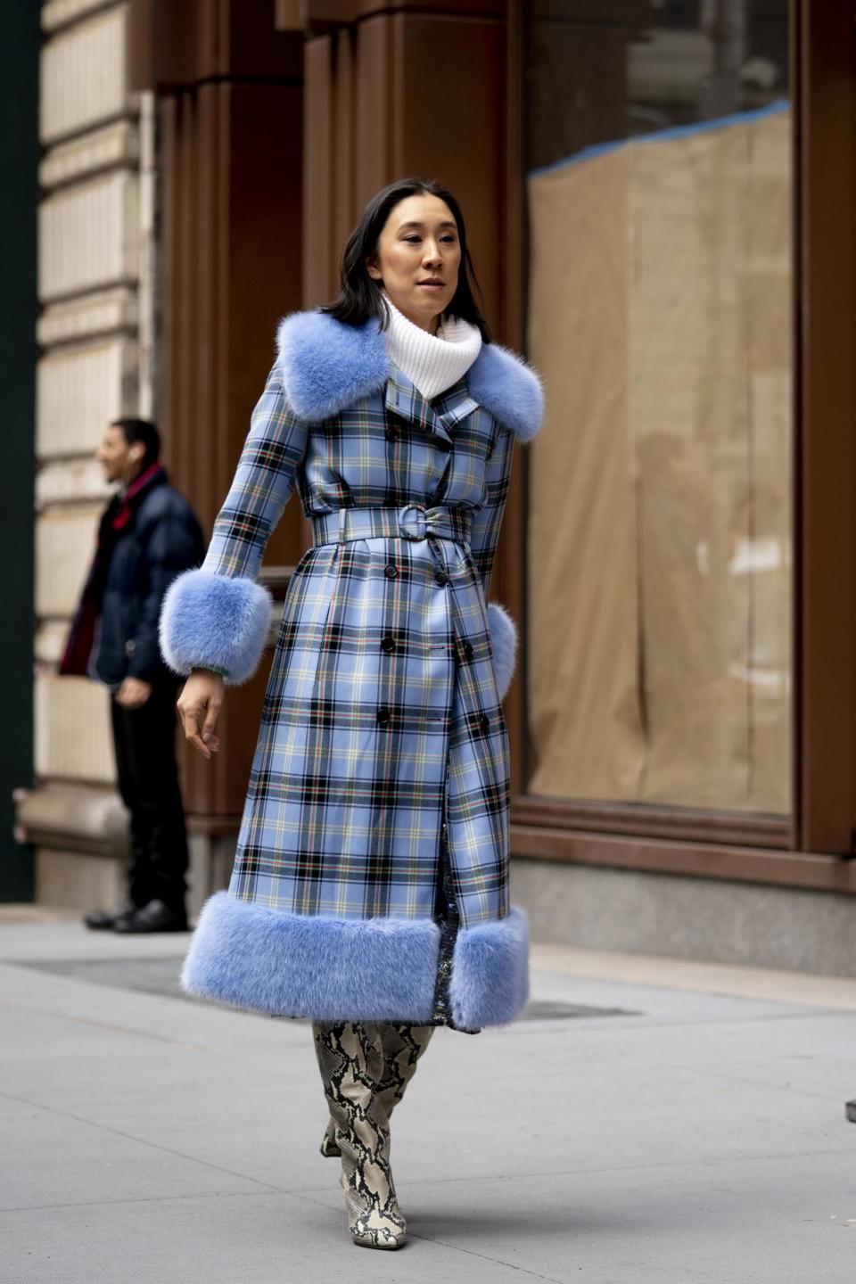 Head of Fashion Partnerships at Instagram, Eva Chen, wearing Paris Texas boots during NYFW in September 2019 (IMAXtree)