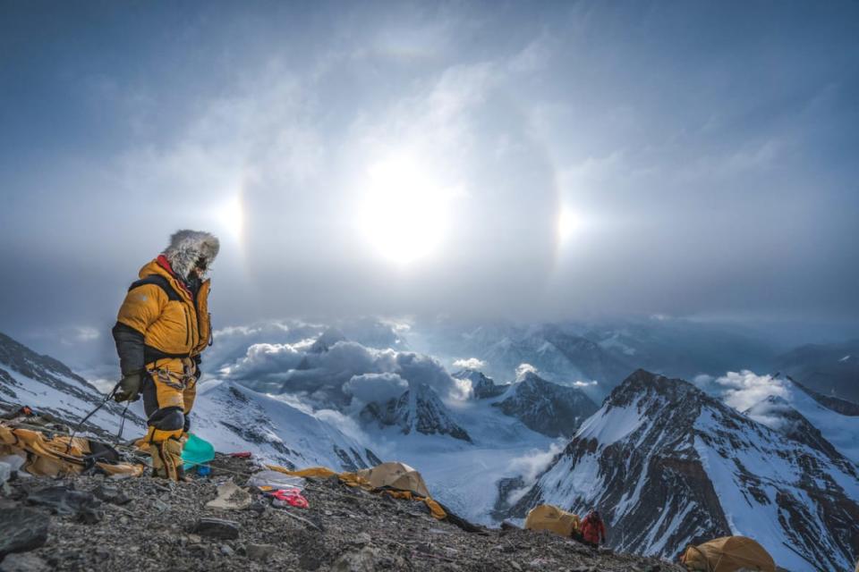 <div class="inline-image__caption"><p>Renan Ozturk remains on the mountain after the rest of the team descends, following the hectic search for Sandy Irvine's remains. </p></div> <div class="inline-image__credit">National Geographic/Renan Ozturk</div>