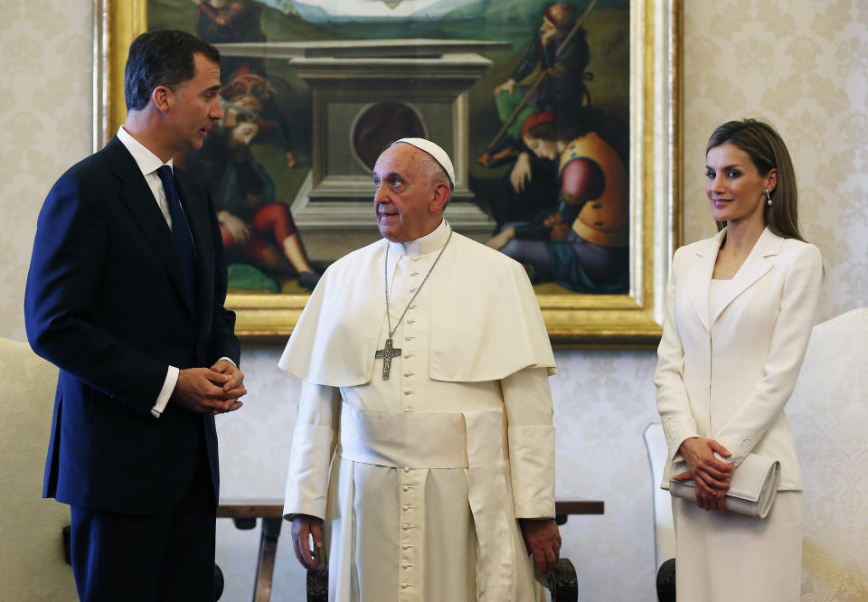 Spain's <a href="http://www.huffingtonpost.com/news/princess-letizia/">Queen Letizia</a> rocked business blanc when she and King Felipe visited Pope Francis at the&nbsp;Vatican&nbsp;in 2014. Before <a href="http://www.huffingtonpost.com/2014/06/19/queen-letizia-dress-king-felipe-spain-proclimation_n_5511570.html">she became queen</a>, she wore black.