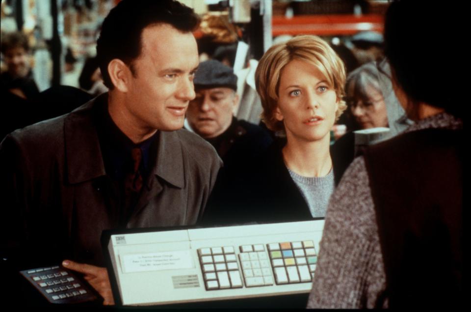 Tom Hanks and Meg Ryan star as rival booksellers who fall for each other over AOL messages in "You've Got Mail."