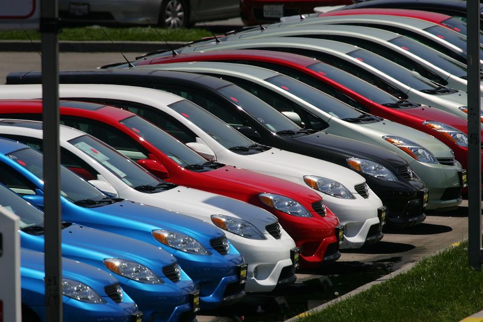 Rows of Toyotas are parked in a line at the world's largest auto dealership, Longo Toyota, which enjoys continued strong sales after a record quarterly report for Toyota April 24, 2007 in El Monte, California.