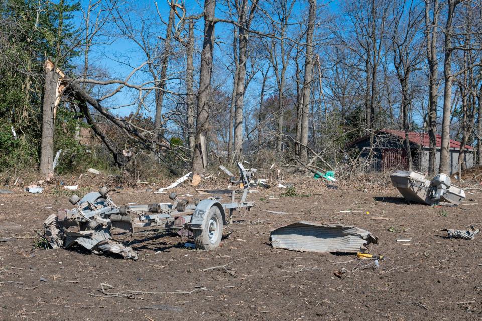 The aftermath of a tornado swept through the Greenwood area on April 1, 2023.