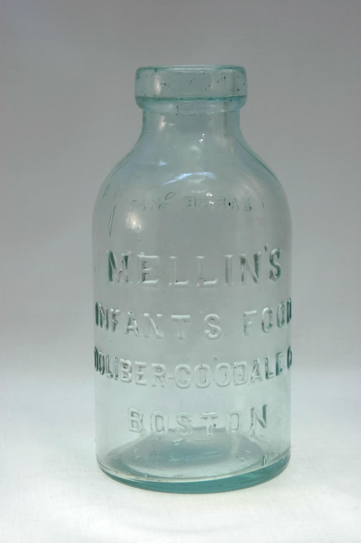 English chemist Gustav Mellin, whose antique bottle is seen here, was one of the early infant-formula makers. 