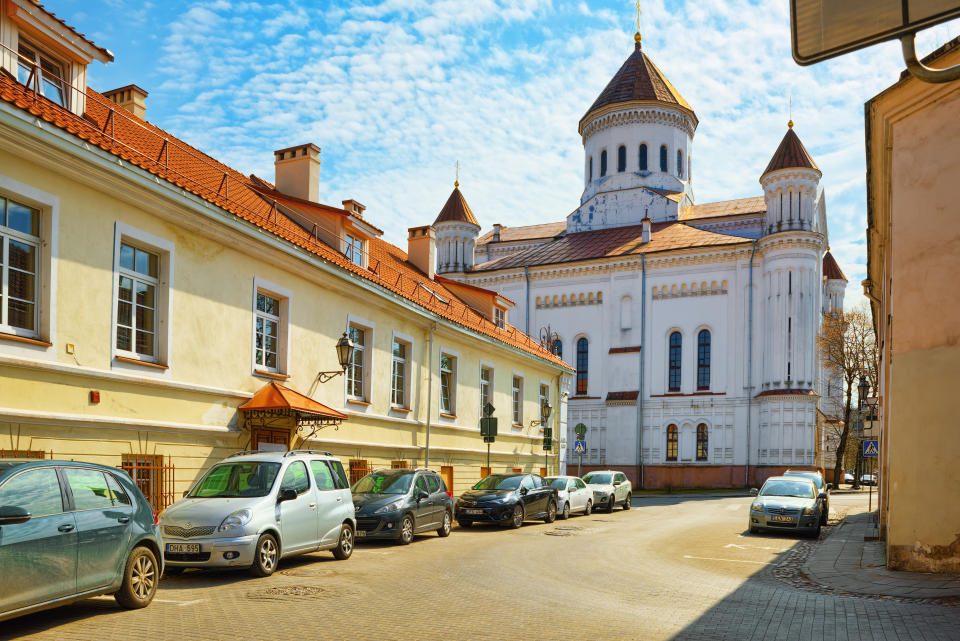 Vilnius; Lithuania - April 12, 2018: Landscapes of the Old City of Vilnius- is central and historical part of Vilnius.