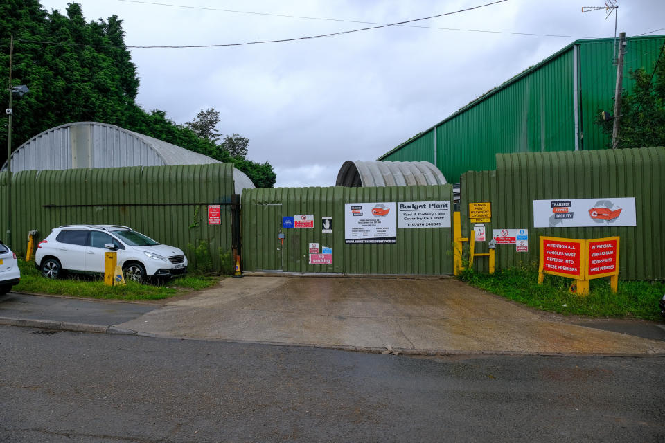 The body was found inside a freezer at a recycling plant in Colliery Lane, in Exhall (Picture: SWNS)