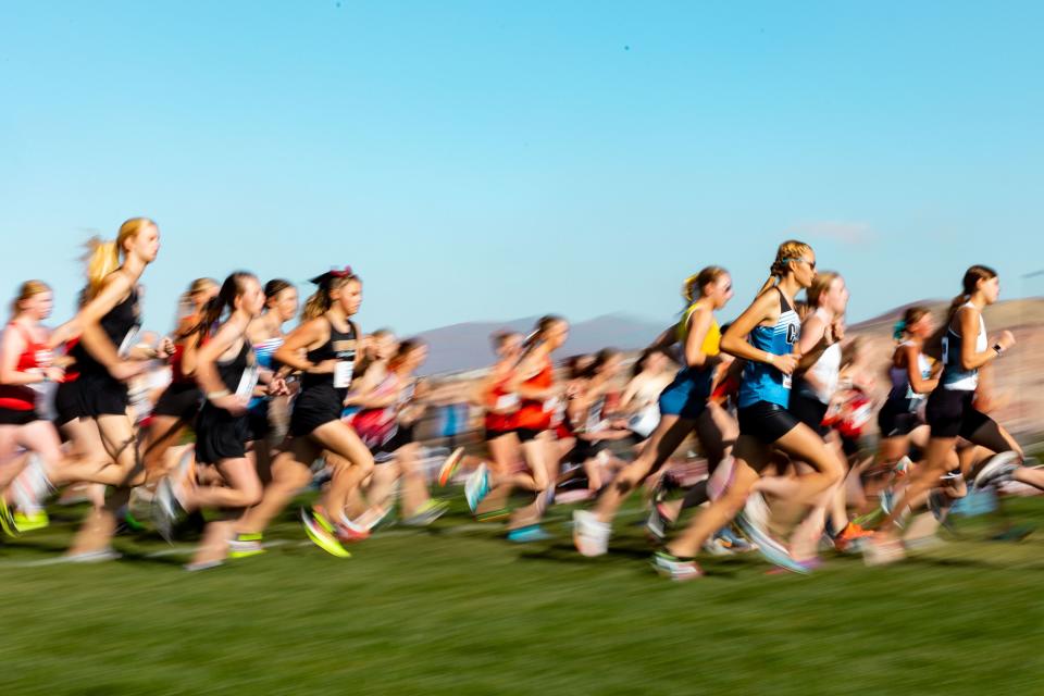 3A runners compete in the state high school cross-country championships at the Regional Athletic Complex in Salt Lake City on Tuesday, Oct. 24, 2023. | Megan Nielsen, Deseret News