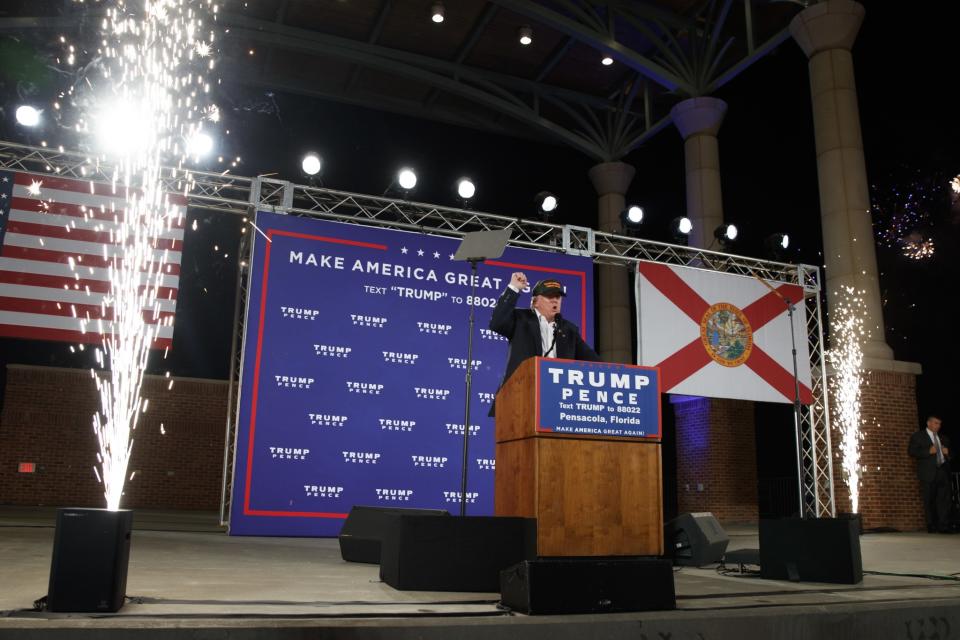 Donald Trump speaks during a campaign rally on Nov. 2, 2016, in Pensacola, Fla. (Photo: Evan Vucci/AP)