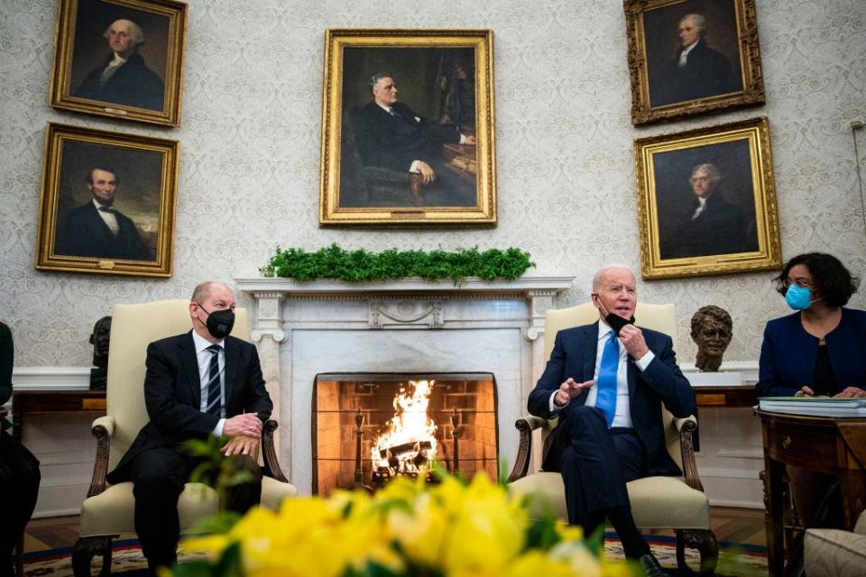 President Joe Biden meets in the Oval Office