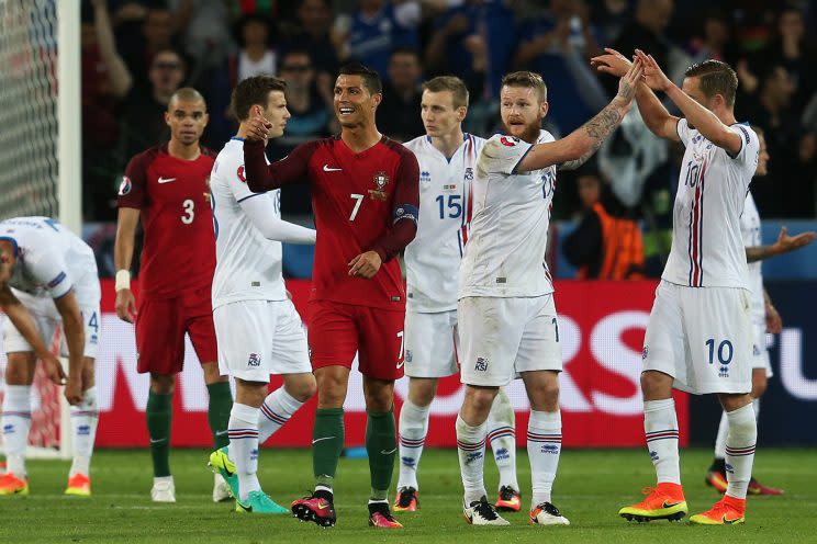 Portugal won Euro 2016 despite only winning one match in 90 minutes and drawing all their group games - including here with Iceland.