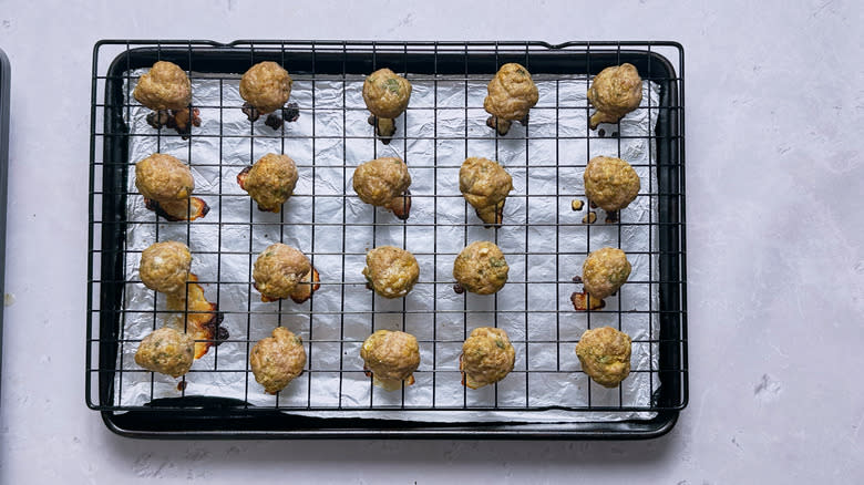 baked meatballs on sheet tray