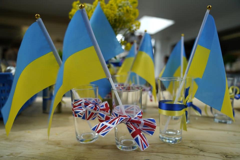 The tables were decorated to show support for Ukraine (Andrew Matthews/PA) (PA Wire)
