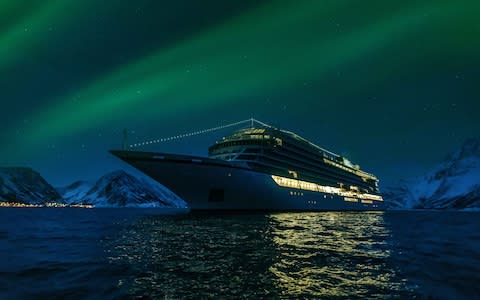 Northern Lights appear over a Viking Cruises ship - Credit: Viking Cruises