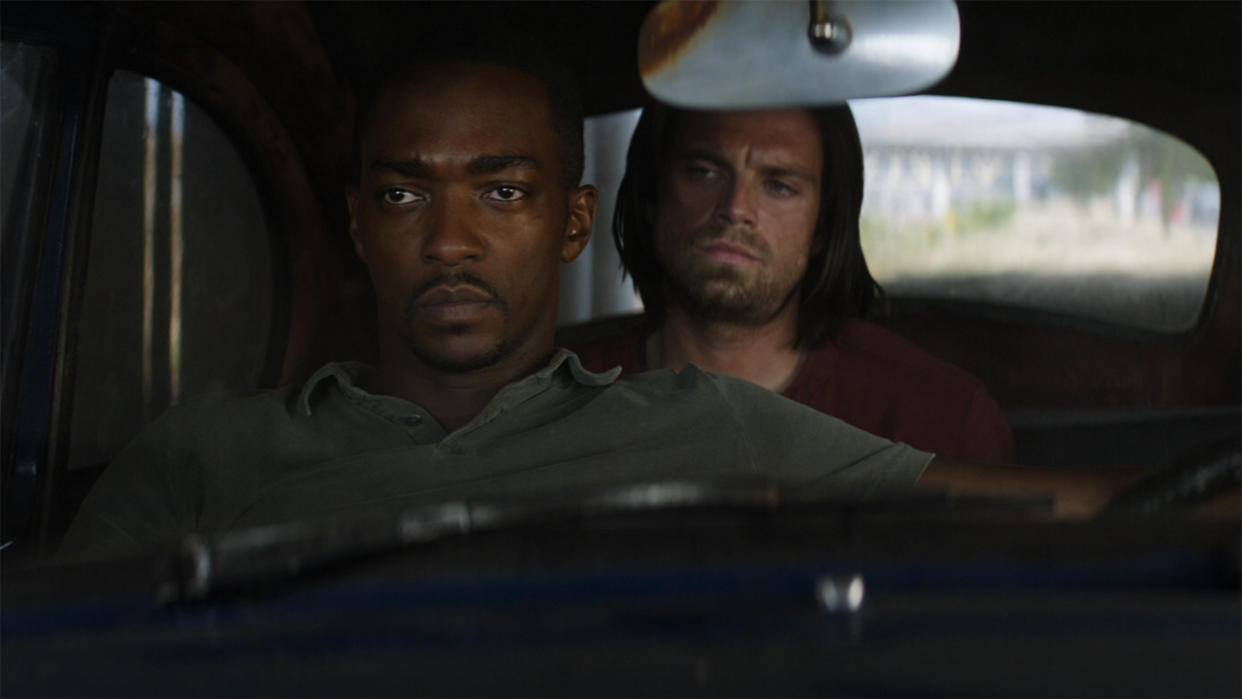  Anthony Mackie and Sebastian Stan in Captain America: Civil War 