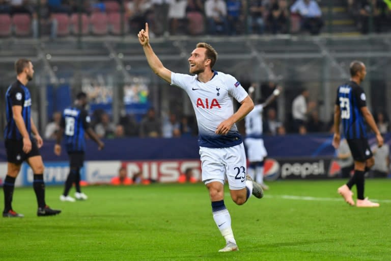 Tottenham's Danish midfielder Christian Eriksen scored the opening goal in Milan