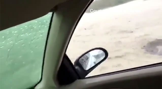 The news program wanted to interview the man about a video of his car being overcome by floodwaters. Photo: Screenshot