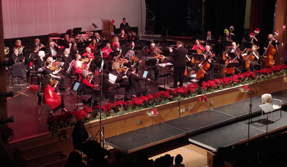 The Brockton Symphony Orchestra performs its Holiday Pops Concert at Oliver Ames High School in Easton on Sunday, Dec. 18, 2022.