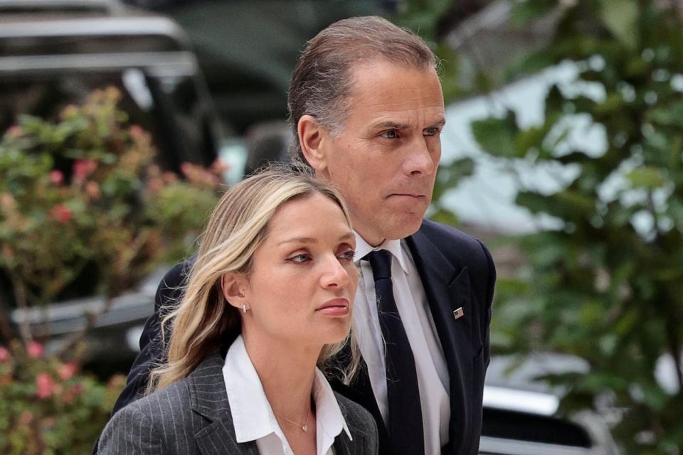 Hunter Biden, son of U.S. President Joe Biden, and his wife Melissa Cohen Biden arrive for the reading of the verdict in his trial on criminal gun charges, in Wilmington, Del. on June 11, 2024.