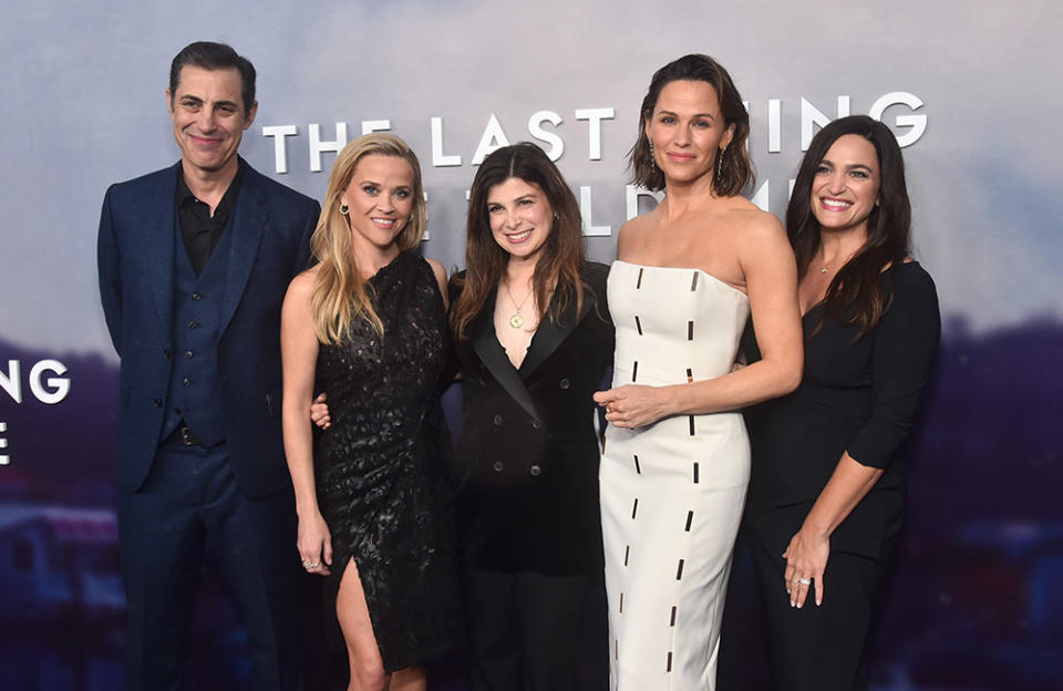 Josh Singer, Reese Witherspoon, Laura Dave, Jennifer Garner and Lauren Neustadter attend the Apple TV+ "The Last Thing He Told Me" Premiere at Regency Bruin Theatre on April 13, 2023 in Los Angeles, California.