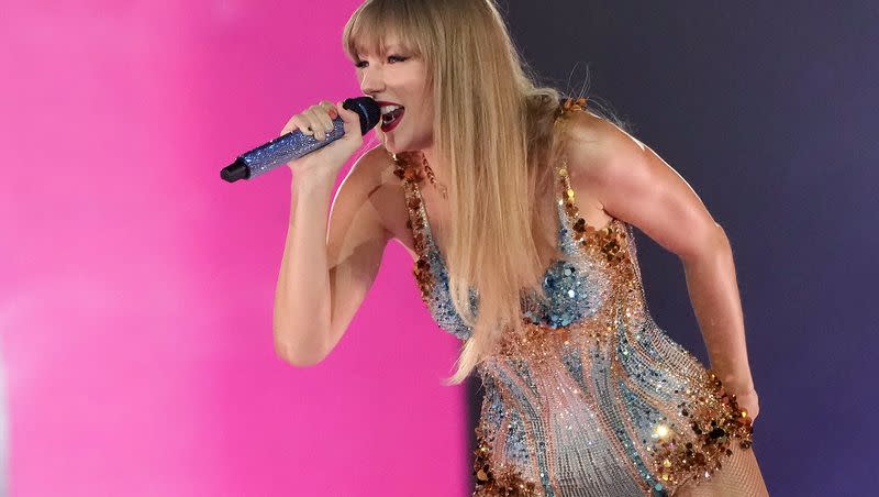 Taylor Swift performs during “The Eras Tour,” Monday, Aug. 7, 2023, at SoFi Stadium in Los Angeles. 