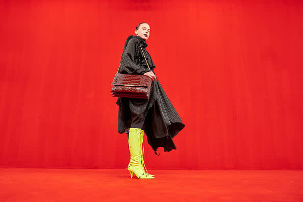 <div class="inline-image__caption"><p>A model poses on the runway during the Balenciaga Womenswear Spring/Summer 2022 show as part of Paris Fashion Week at Theatre Du Chatelet on October 02, 2021 in Paris, France.</p></div> <div class="inline-image__credit">Peter White/Getty Images</div>