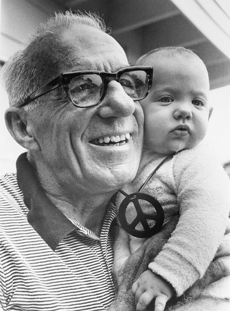 Doctor Spock with a baby in 1969