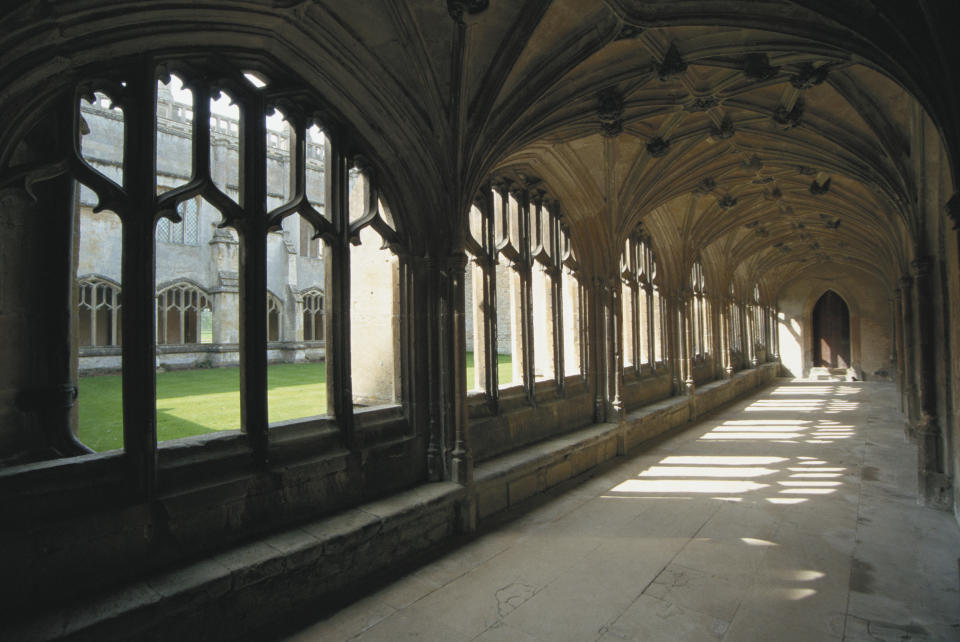 A view of the cloisters in Lacock Abbey, Wiltshire, April 1997.  (Photo by RDImages/Epics/Getty Images)